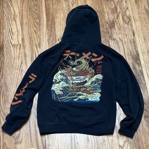 Ramen - Graphic Black Hoodie with Ramen Design